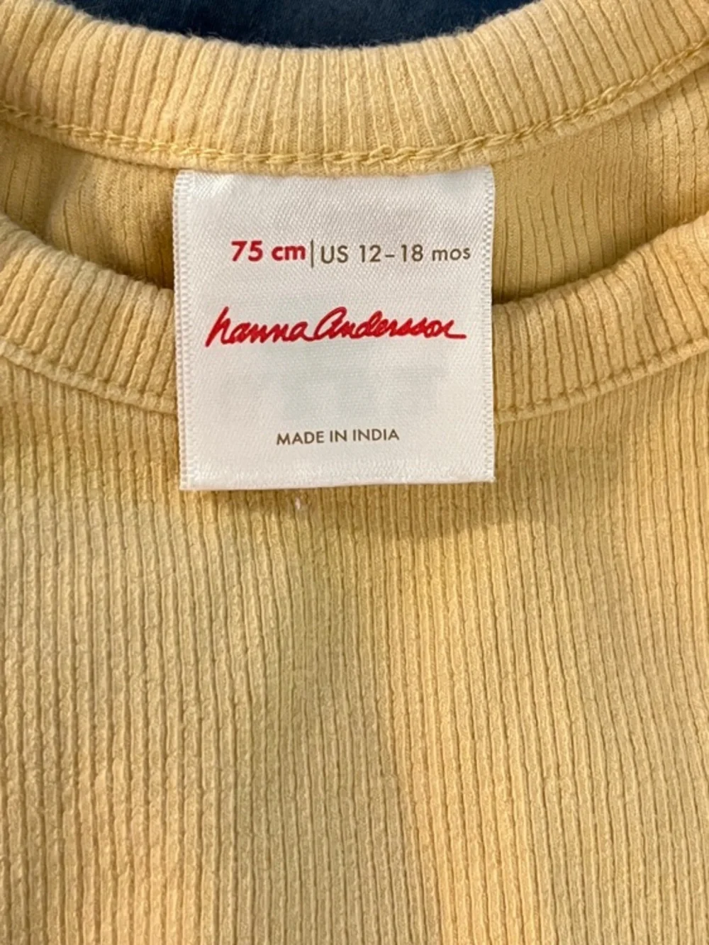 Hanna Andersson Yellow Baby Short-Sleeve Ribbed Bodysuit 75 cm 12-18M Cotton